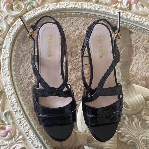 Authentic Prada Open-Toe Cork Wedge Platforms - Picture 2 of 4